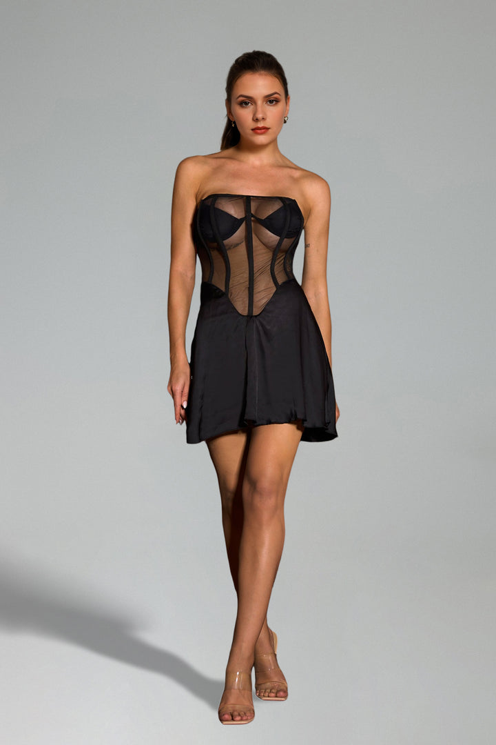 Demri Fishbone Netting Mini Dress