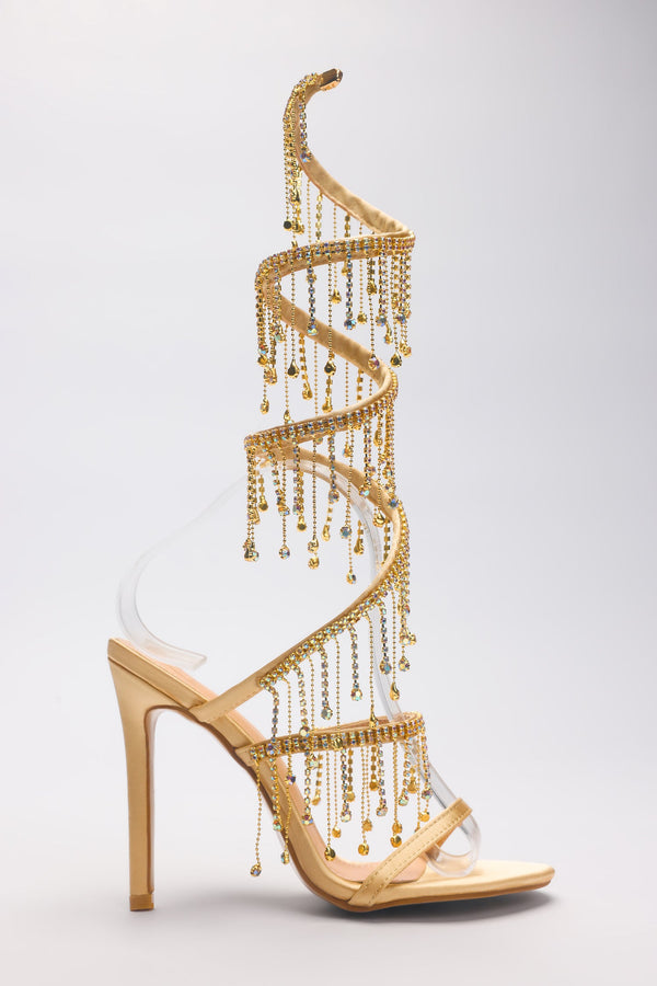 Rrhinestone tassel embellished stiletto pumps