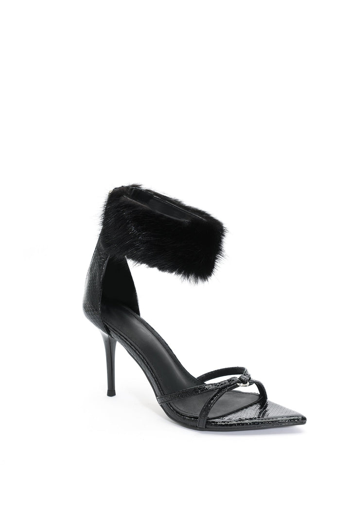 Myka Furry Zipper Stiletto Sandles