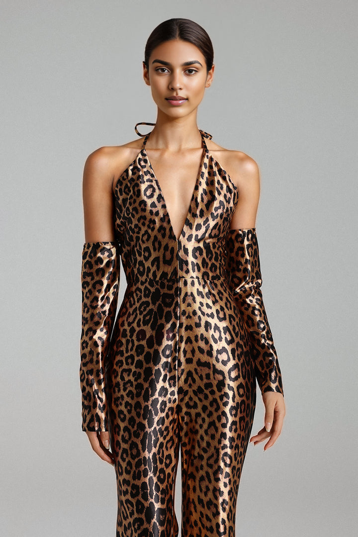 Rika Leopard Halter Jumpsuit