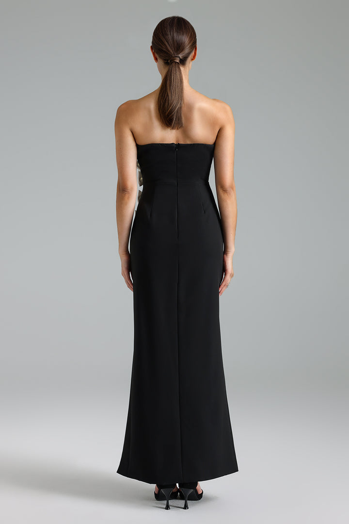 Yoland Strapless Bow High Slit Maxi Dress