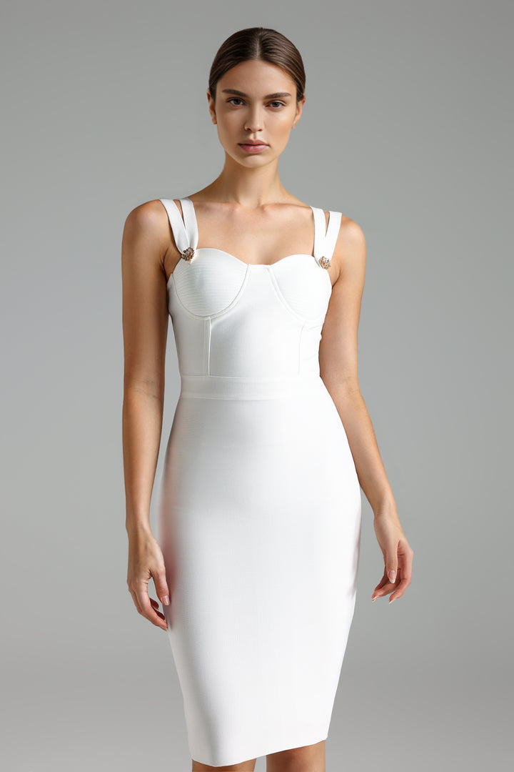 Melany Sleeveless Diamond Corset Bandage Midi Dress