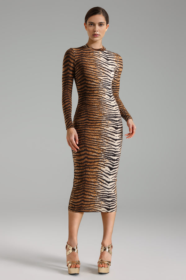 Vivian Long Sleeves Leopard Print Maxi Dress