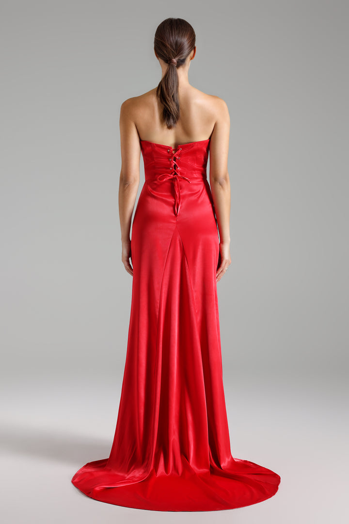 Waner Strapless Diamond Setting Backless Maxi Dress