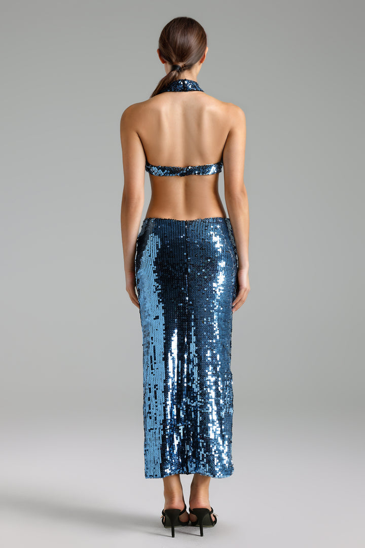 Irene Halter Sequin Maxi Dress