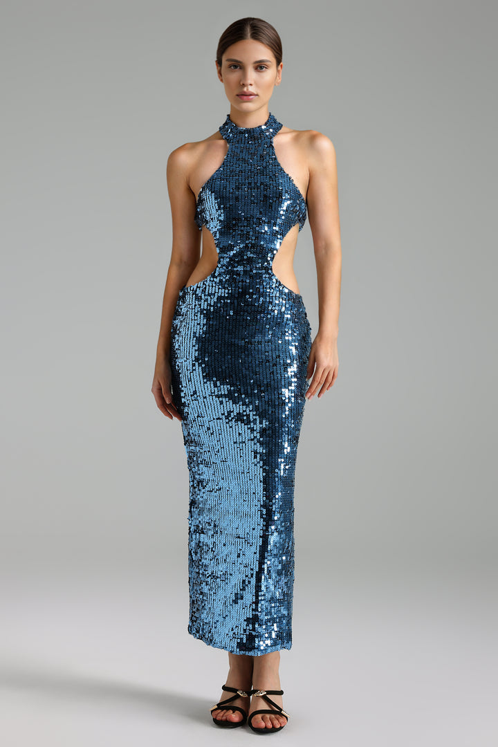 Irene Halter Sequin Maxi Dress