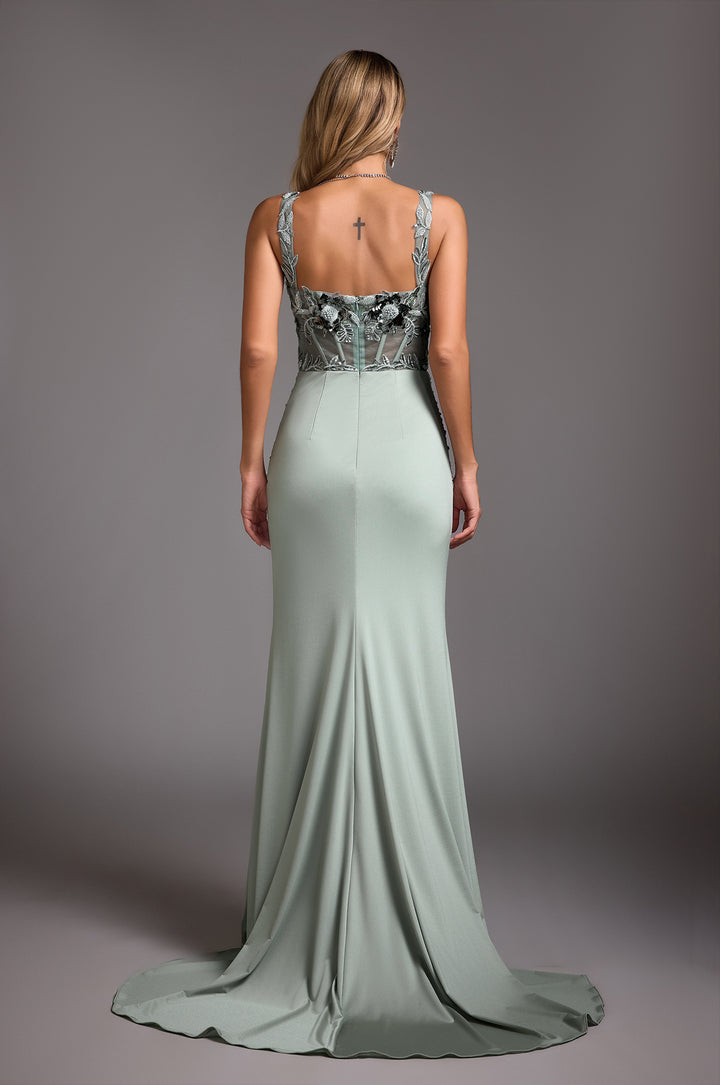 Valery Diamond Fishtail Maxi Dress