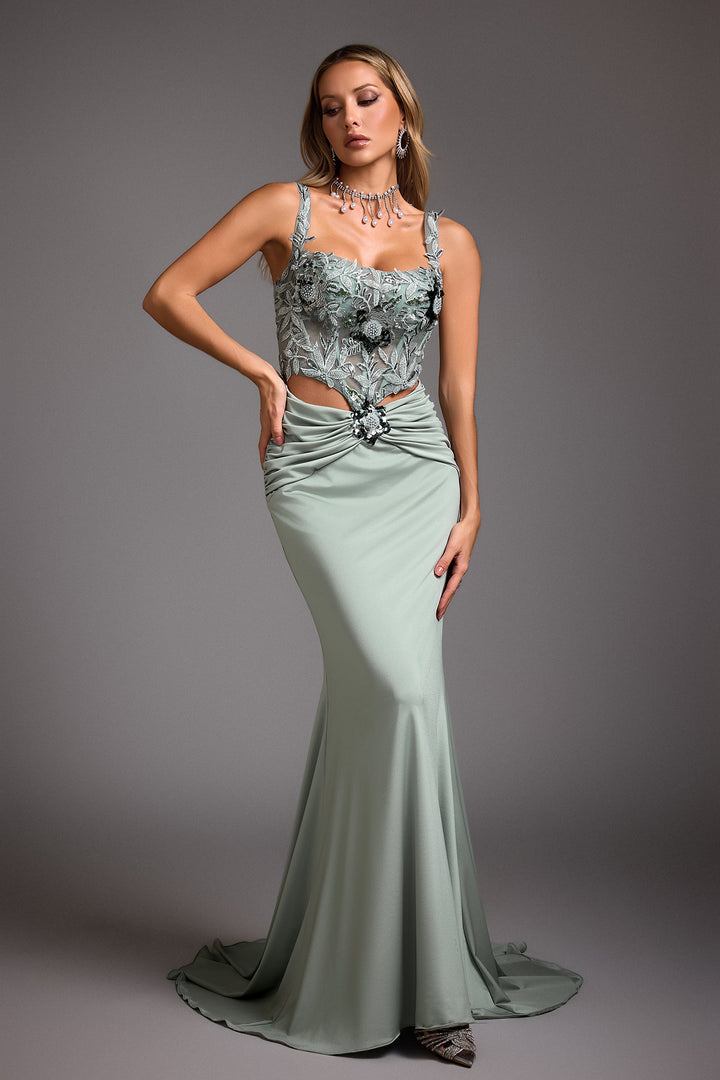 Valery Diamond Fishtail Maxi Dress