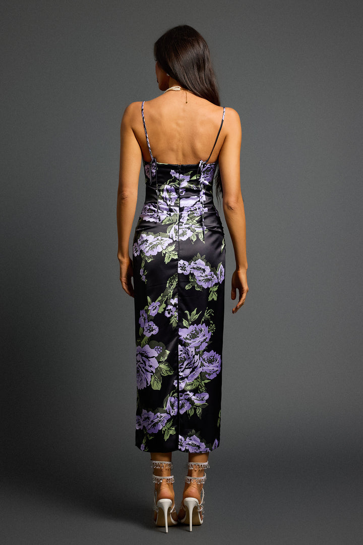 Kerry Sleeveless Flowers Slim Midi Dress