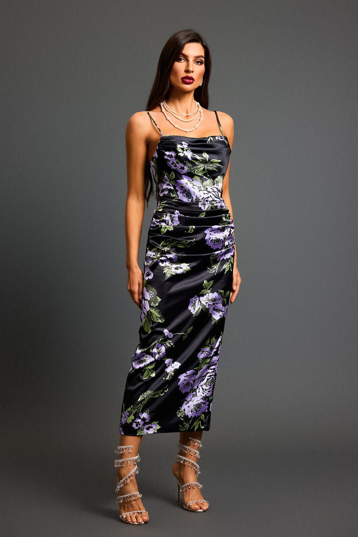 Kerry Sleeveless Flowers Slim Midi Dress