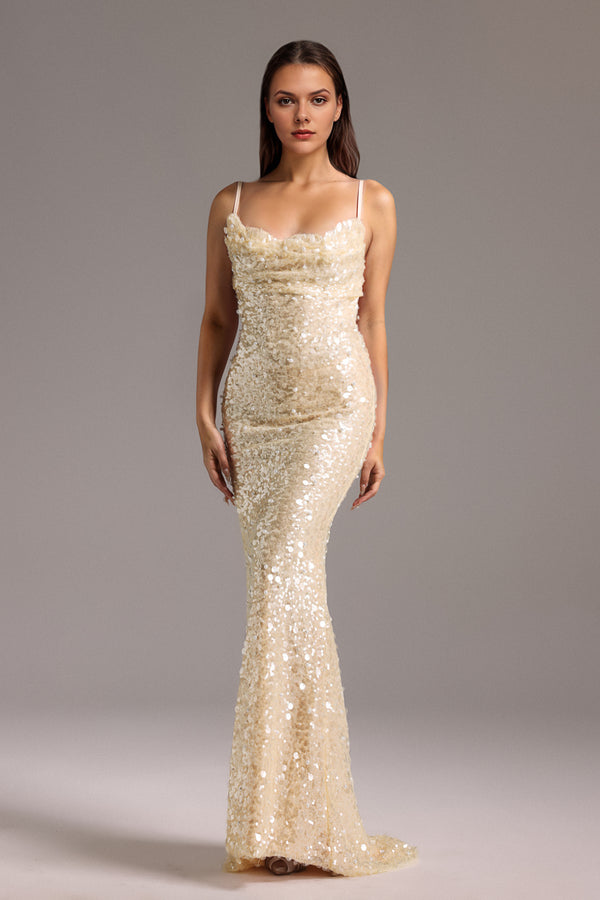 Lafesa Sleeveless Sequin Beading Maxi Dress