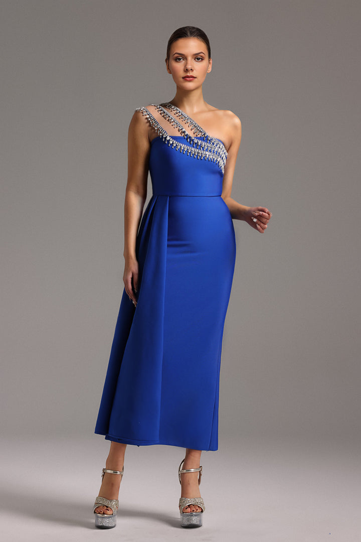 Marcella One Shoulder Diamond Bandage Maxi Dress