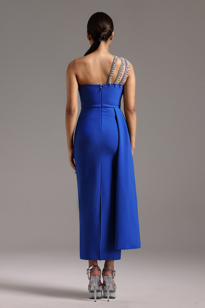 Marcella One Shoulder Diamond Bandage Maxi Dress