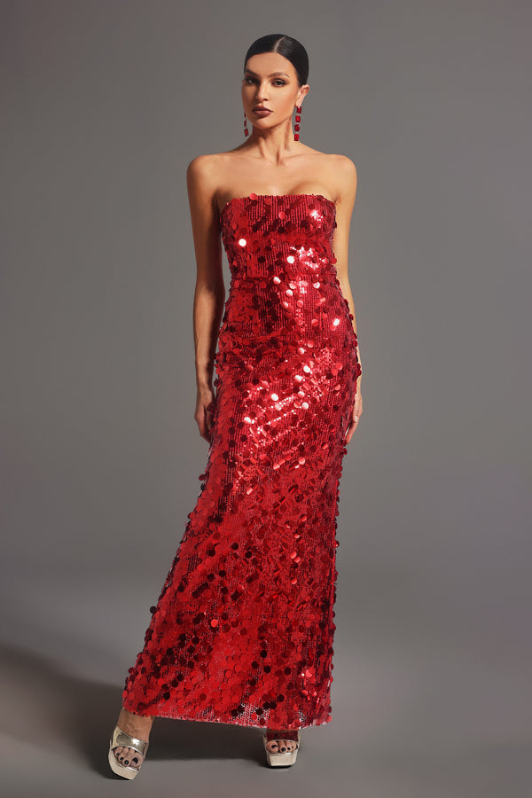 Modan Sleeveless Sequin Maxi Dress