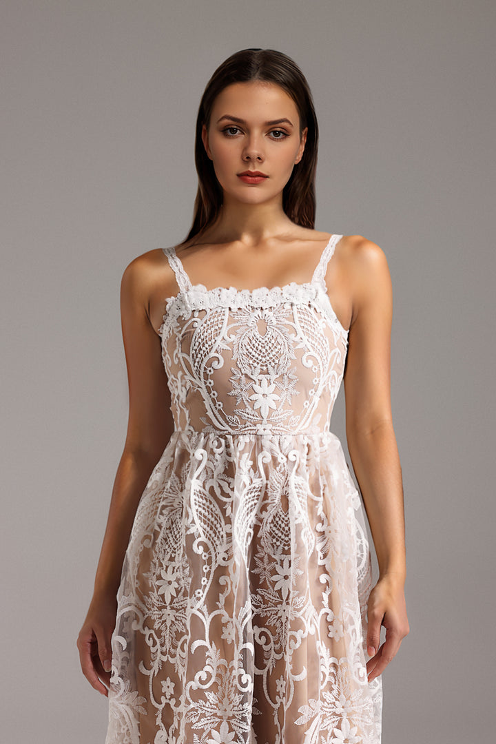 Uri Sleeveless Lace Midi Dress