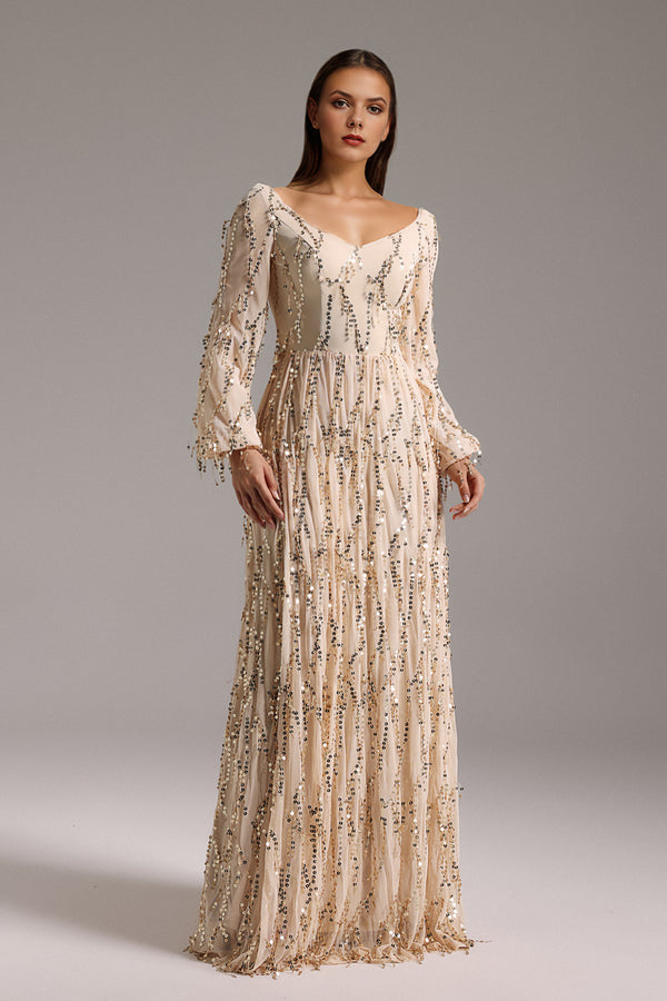 Lesley V-Neck Sequin Maxi Dress