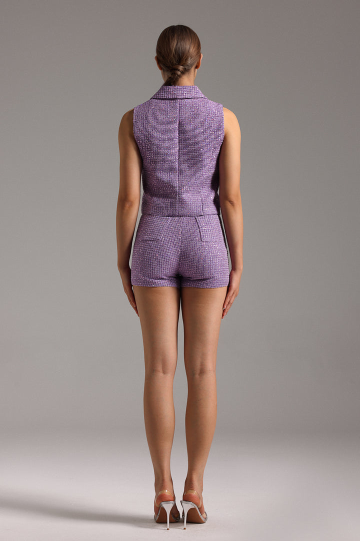 Nani Woven Vest Short Set - Purple