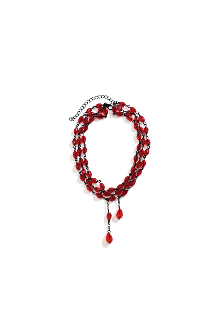 Harena Red beaded Multilayer Collar