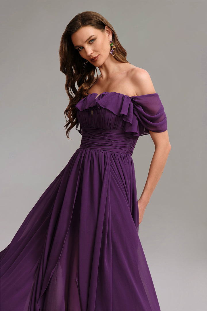 Kiyami Off-shoulder Maxi Dress - Purple