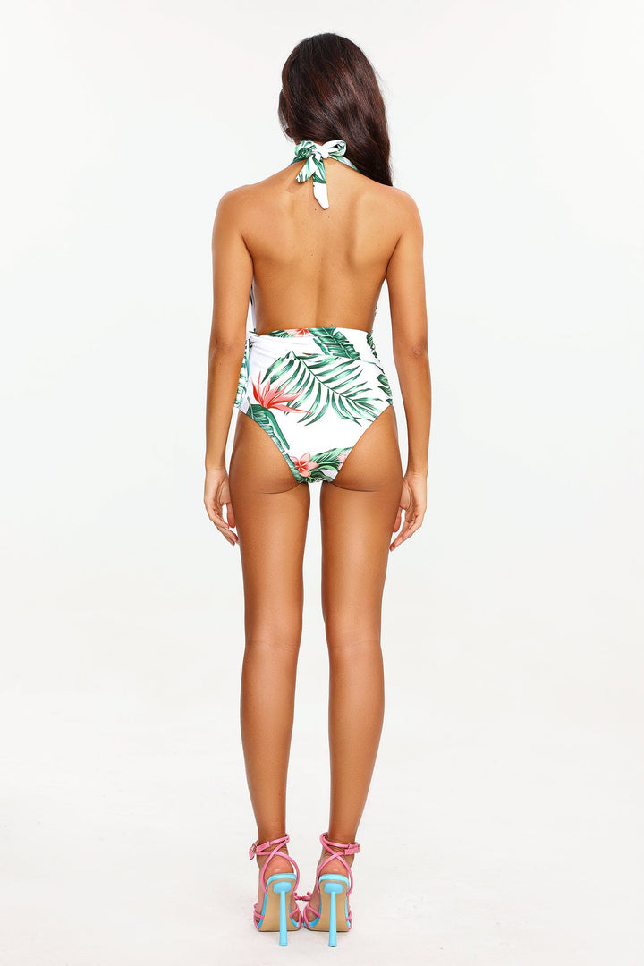 Hella Leaf Print Halter Swimsuit