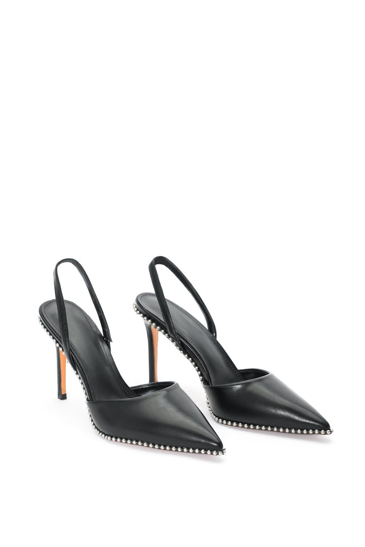 Kasai Leather Rivet Toe Slingback Pumps