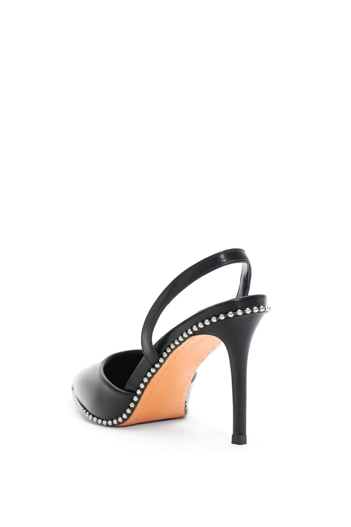 Kasai Leather Rivet Toe Slingback Pumps