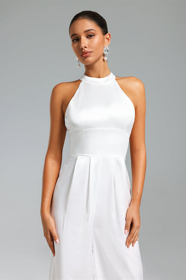 Katya Blackless Halter Jumpsuit - White