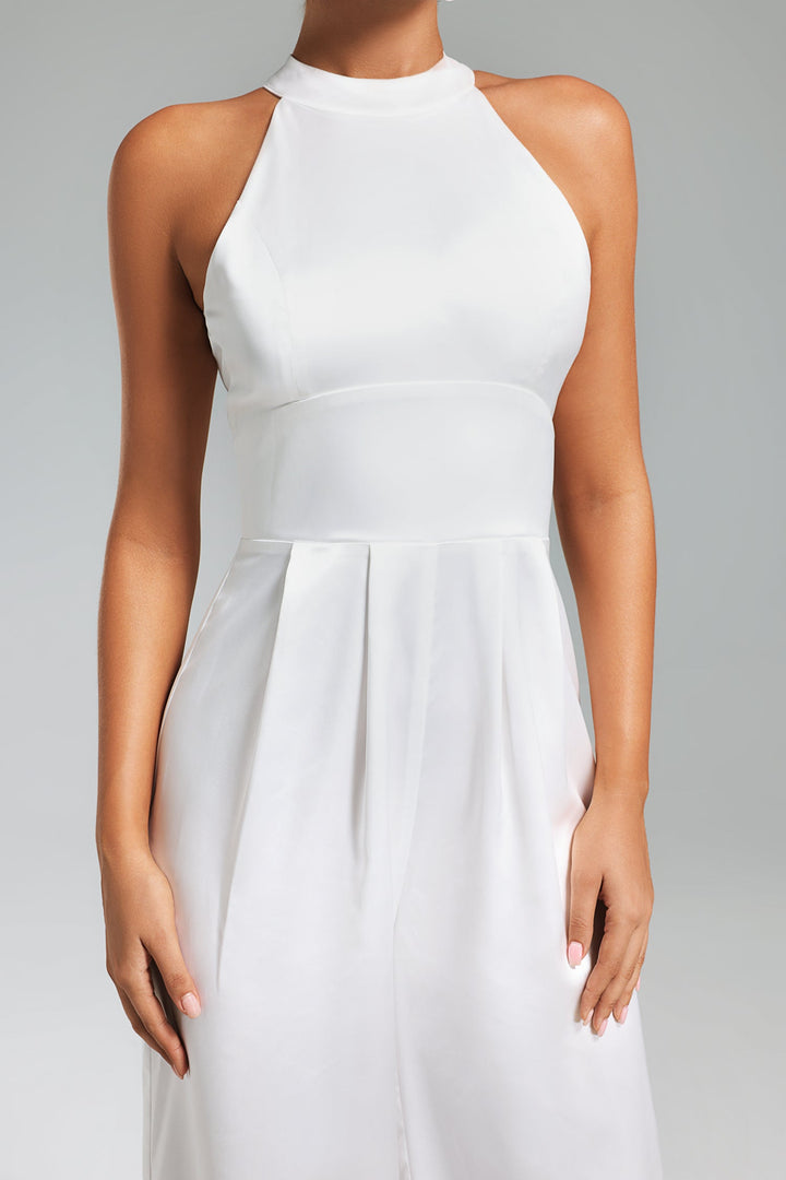 Katya Blackless Halter Jumpsuit - White