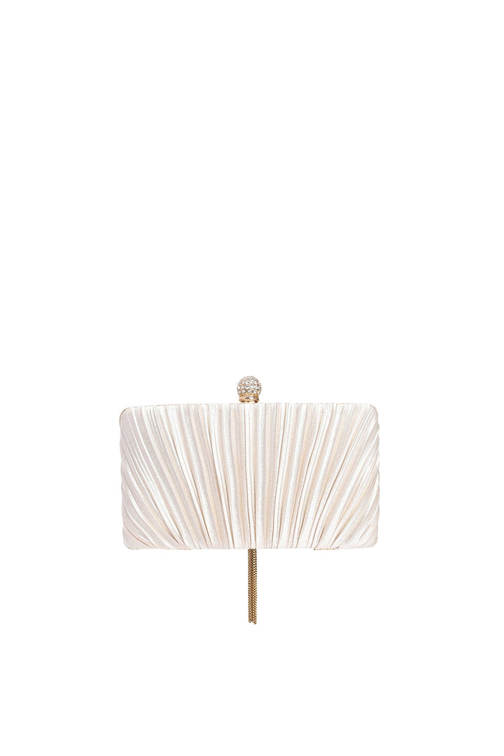 Nikki Pearls Fringe Pleated Clutch