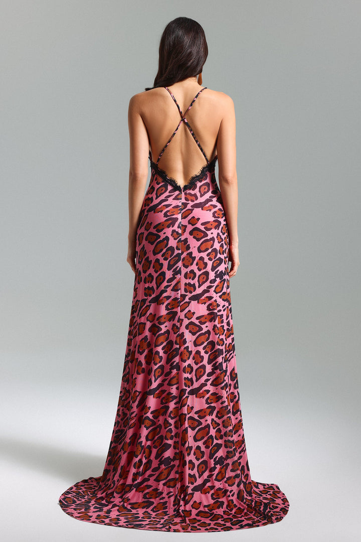 Reese Lace Leopard Printed Maxi Dress