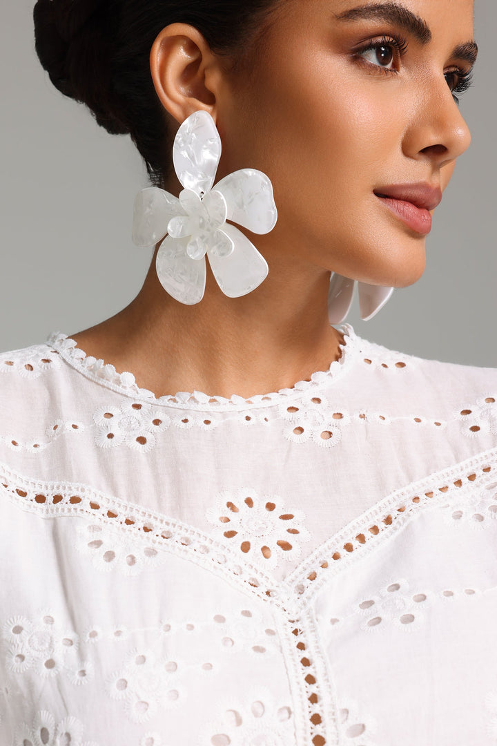 Scarlett Textured Double Floral Earrings