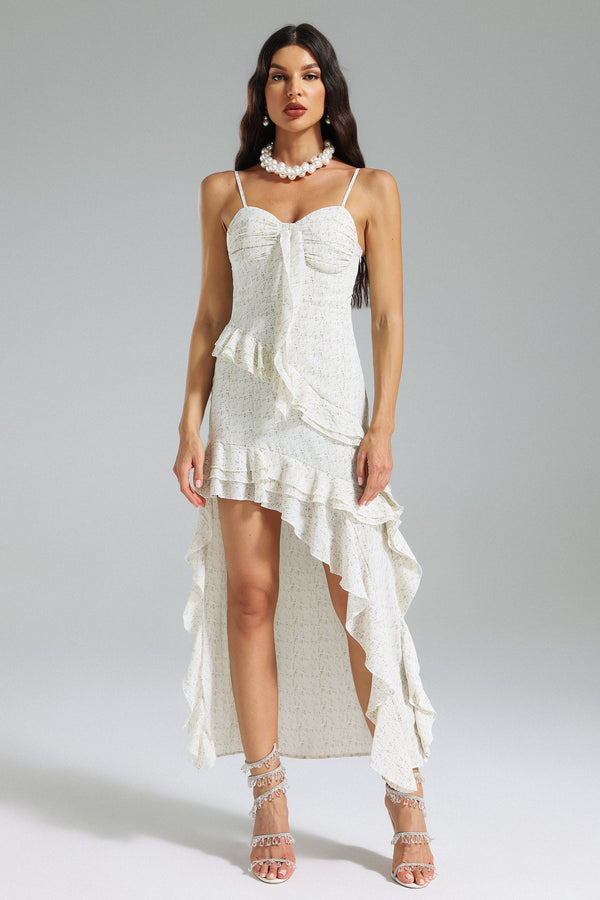 Secyij Ruffled Skew Hem Dress