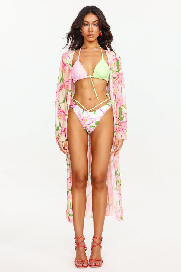 Zarinny Flower Print Bikini Three Piece Set