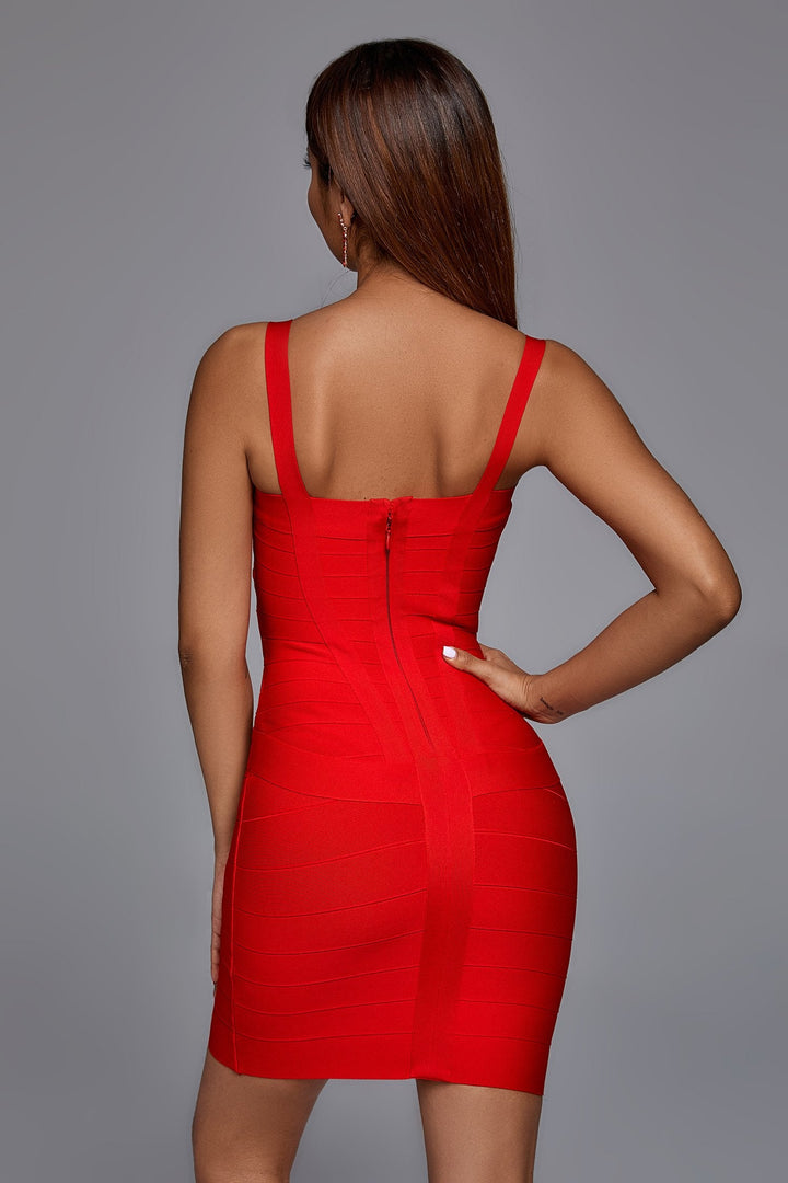 Meadow Bandage Mini Dress - Red - Bellabarnett