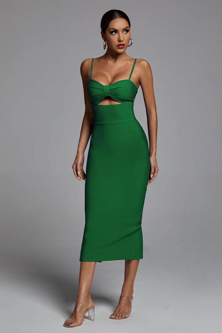 Hollow Bandage Dress - Green - Bellabarnett