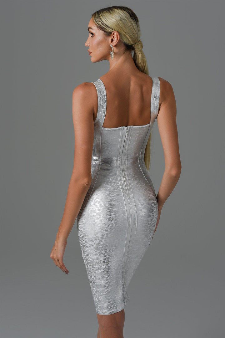 Sukia Mini Bandage Dress - Silver - Bellabarnett